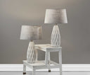 Bedside With Gray Drum Shade (Set of 2) - White Ceramic