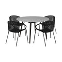 5 Piece Round Stone Dining Set With Four Chairs - Gray And Black