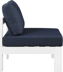 Nizuc Outdoor Armless Chair – white aluminum frame with waterproof fabric cushions