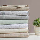 Cozy Cotton Flannel - King Printed Sheet Set - Beige / White Stripes