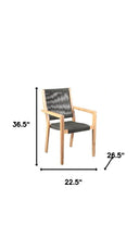 23" Wood Solid Wood Outdoor Arm Chair (Set of 2) - Charcoal And Natural