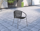 5 Piece Round Stone Dining Set With Four Chairs - Gray And Black