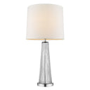 Glass Buffet Lamp With Off-White Empire Shade - Clear