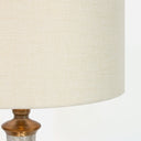 Glass LED Table Lamp With Ivory Drum Shade - Silver Metallic