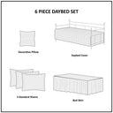 Tuscany - 6 Piece Reversible Scalloped Edge Daybed Cover Set - Blue