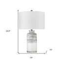 Ceramic Column Lamp With White Drum Shade - Black And White