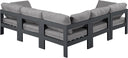 Nizuc - Outdoor Patio 5 Piece Modular Sectional With Gray Frame - Meridian Furniture - Stationary Sectionals- Elite Enclave Home