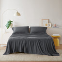 Cotton Blend Jersey Knit - Queen All Season Sheet Set - Dark Gray