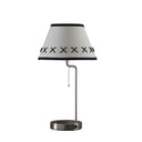 Bedside Table Lamp With Off-White Empire Shade - Silver