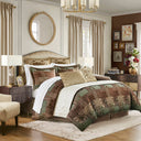 Galleria - 4 Piece King Comforter Set - Brown