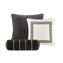 Jarvis - 8 Piece Queen Embroidery Oversized Duvet Style Comforter Set - Black / White