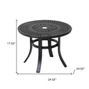 Rounded Metal Outdoor Bistro Table With Umbrella Hole - Black