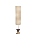 Brass And Wood Textured Cylinder Floor Lamp - Beige - HomeRoots - Floor Lamps - Elite Enclave Home
