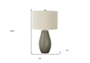 24" Round Table Lamp With Ivory Drum Shade - Gray - HomeRoots - Table Lamps - Elite Enclave Home