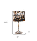 19" Bedside Table Lamp With Brown And Black Drum Shade - Brown And Black
