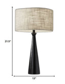 Metal Geo Triangle Table Lamp With Beige Drum Shade - Black