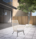 Metal Outdoor Dining Chair With Gray Cushion - Beige