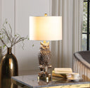 Resin Owl Table or Desk Lamp - Antiqued Silver
