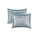 Odette - 8 Piece Jacquard Comforter Set - Aqua / Silver
