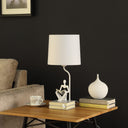 21" Table Lamp With White Globe Shade - White