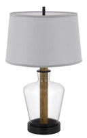 Metal Novelty Table Lamp With Gray Empire Shade - Black