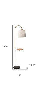Tray Table Floor Lamp With White Solid Color Empire Shade - Black / Brass - HomeRoots - Floor Lamps - Elite Enclave Home