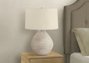 Concrete Round Table Lamp With Beige Drum Shade - Cream - HomeRoots - Table Lamps - Elite Enclave Home