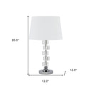 Crystal Stacked Geo Cubes Table Lamp With White Classic Empire Shade - Silver