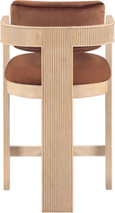 Sacha - Velvet Stool With Natural Base - Meridian Furniture - Counter Height (24" - 27") - Elite Enclave Home