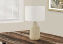 Concrete Urn Table Lamp With Ivory Drum Shade - Beige - HomeRoots - Table Lamps - Elite Enclave Home