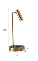 Metal LED Desk Lamp With USB And Wireless Charging - Brass
