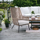 Metal Outdoor Arm Chair With Gray Cushion - Light Brown / Gray