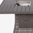 Wicker Outdoor Gas Fire Pit Table With Ice Bucket - Gray