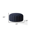 Cotton Round Striped Pouf Cover - Blue