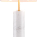 Metal Bedside Table Lamp With Beige Empire Shade - White - HomeRoots - Table Lamps - Elite Enclave Home