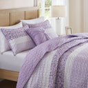 Caralie - Full/Queen 4 Piece Seersucker Quilt Set With Throw - Purple