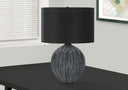 23" Ceramic Round Table Lamp With Black Drum Shade - Black - HomeRoots - Table Lamps - Elite Enclave Home
