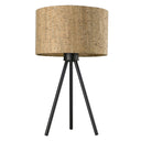 Metal Tripod Table Lamp With Beige Drum Shade - Black