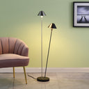 Two Lights LED Novelty Floor Lamp With Black And Silver Empire Shade - Nickel - HomeRoots - Floor Lamps - Elite Enclave Home