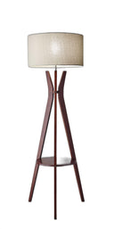 60" Solid Wood Tripod Floor Lamp With Drum Shade - Brown / White - HomeRoots - Floor Lamps - Elite Enclave Home