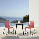 3 Piece Stone Dining Set With Two Chairs - Gray And Red