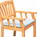 35" Eucalyptus Slat Wood Outdoor Accent Chair With Aqua Cushion - Natural