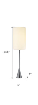 Black Metal Tall White Shade Table Lamp - Nickel Finish