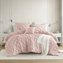 Bailey - King/California King Diamond Pucker Comforter Set - Pink - Super Listing - Comforters & Sets - Elite Enclave Home