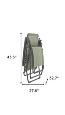 Steel Outdoor Zero Gravity Chair With Green Cushion - Green