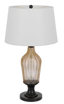Glass Table Lamp With White Empire Shade - Bronze