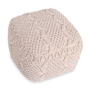 Cotton Blend Pouf Ottoman - Ivory