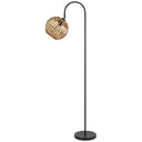 Traditional Shaped Floor Lamp With Brown Globe Shade - Black - HomeRoots - Floor Lamps - Elite Enclave Home