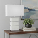 Modern Table Lamp With USB - White And Silver - HomeRoots - Table Lamps - Elite Enclave Home