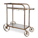 Uttermost Carrinho Antique Brass Bar Cart – antique brass frame with two mirror shelves (38.25″W × 16.25″D × 36.25″H) 